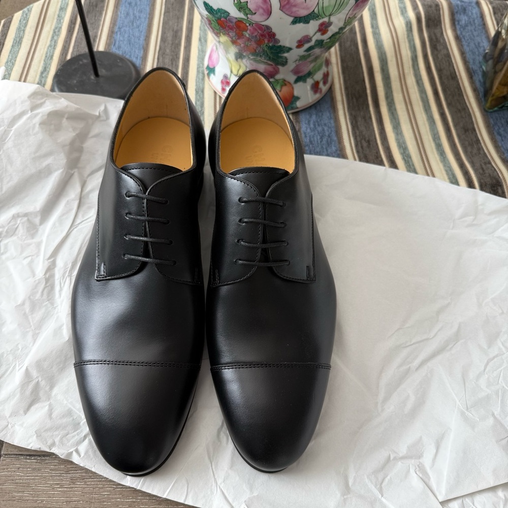Chanel Uniform *AUTHENTIC* Black Oxford Dress Shoe NEW Men's Loafer ~ MADE ITALY